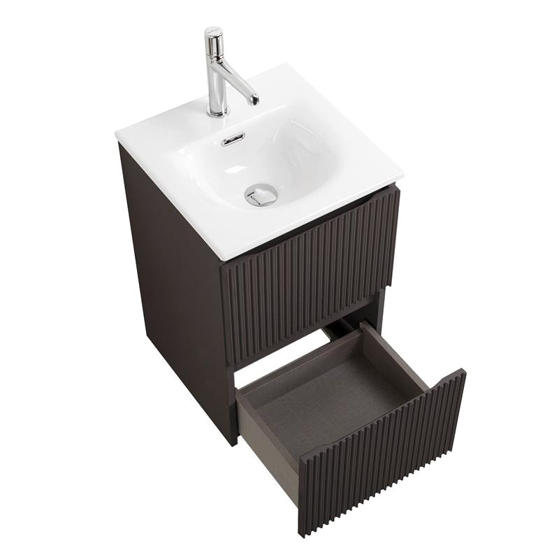 Мебель для ванной комнаты BelBagno Uno-mini 40 подвесная, 2 ящика, матовая темно-серая