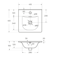Мебель для ванной комнаты BelBagno Uno-mini 40 подвесная, 2 ящика, матовая темно-серая