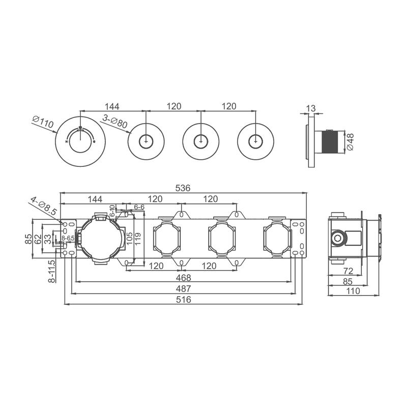 Термостатический смеситель встраиваемый Raglo R20.263.03 С ВНУТРЕННЕЙ ЧАСТЬЮ, золотой сатин