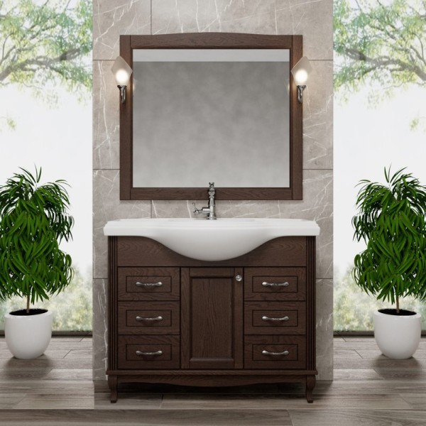 Мебель для ванной комнаты ValenHouse Эллина 105 кальяри, 6 ящиков, 1 дверца, ручки хром