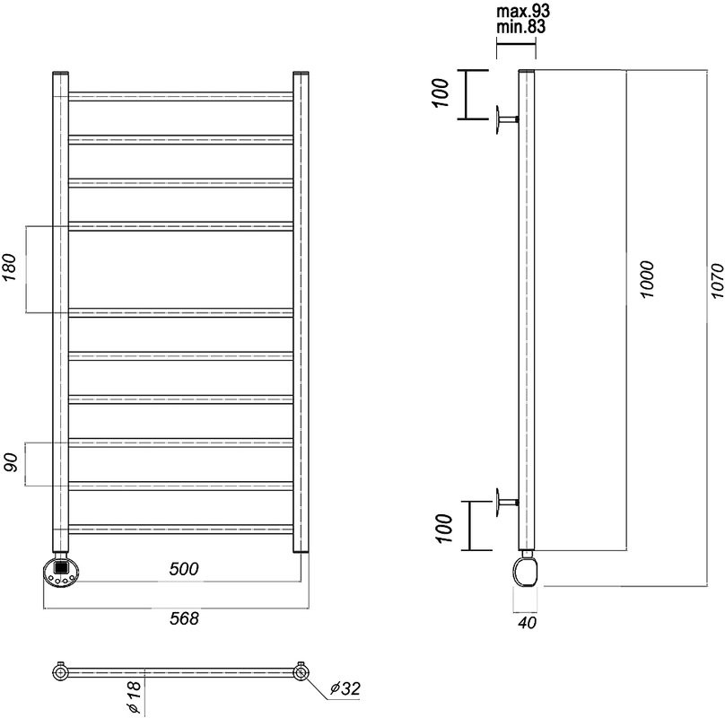 Полотенцесушитель электрический Domoterm Медея П10 50x100, золото, L