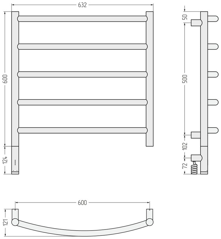 Полотенцесушитель электрический Сунержа Галант 3.1 30-6000-6060 70x65 см, подключение слева, матовый белый, лесенка