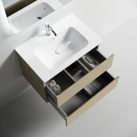 Тумба под раковину подвесная Sancos Folk 690х445х500 мм, c двумя ящиками оснащенными доводчиками, Капучино