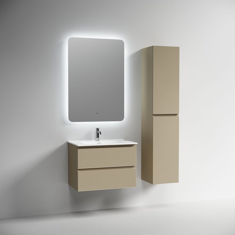 Тумба под раковину подвесная Sancos Folk 690х445х500 мм, c двумя ящиками оснащенными доводчиками, Капучино