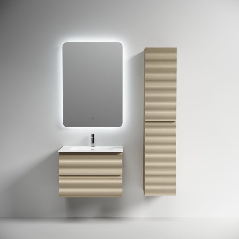 Тумба под раковину подвесная Sancos Folk 690х445х500 мм, c двумя ящиками оснащенными доводчиками, Капучино