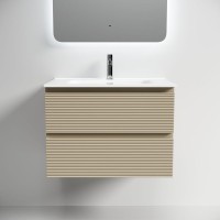 Тумба под раковину подвесная Sancos Folk 690х445х500 мм, c двумя ящиками оснащенными доводчиками, Капучино