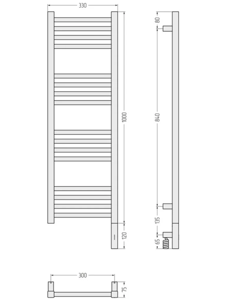Полотенцесушитель электрический Сунержа Модус 3.1 31-5901-1030 110x35 см, подключение справа, матовый черный, лесенка