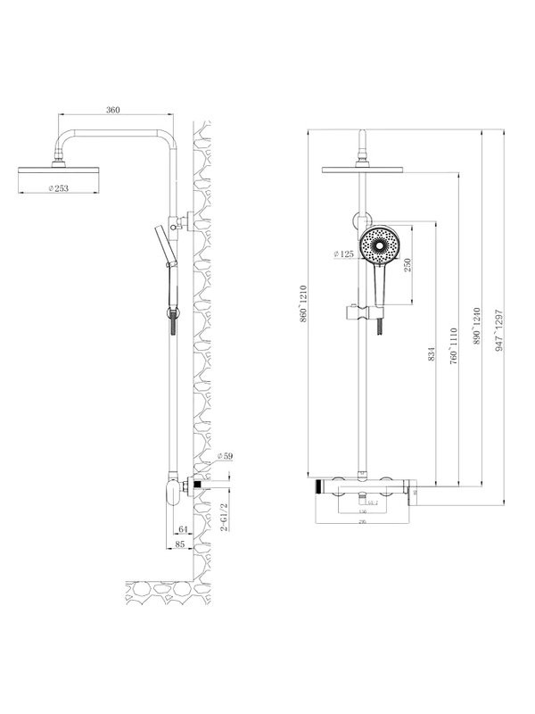 Душевая стойка Agger Sweet A2791222 сатин матовый