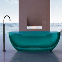 Акриловая ванна Abber Kristall AT9703 Aquamarin 170x75 см, отдельностоящая, бирюзовая, овальная, с донным клапаном