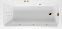 Акриловая ванна Excellent Aquaria Line Nano 170x75 см, встраиваемая, с гидромассажем, белая, с каркасом, со сливом-переливом, фурнитура золото