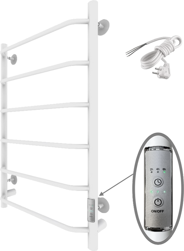 Полотенцесушитель электрический Тругор Пэк сп 6 80х50 с выключателем, белый