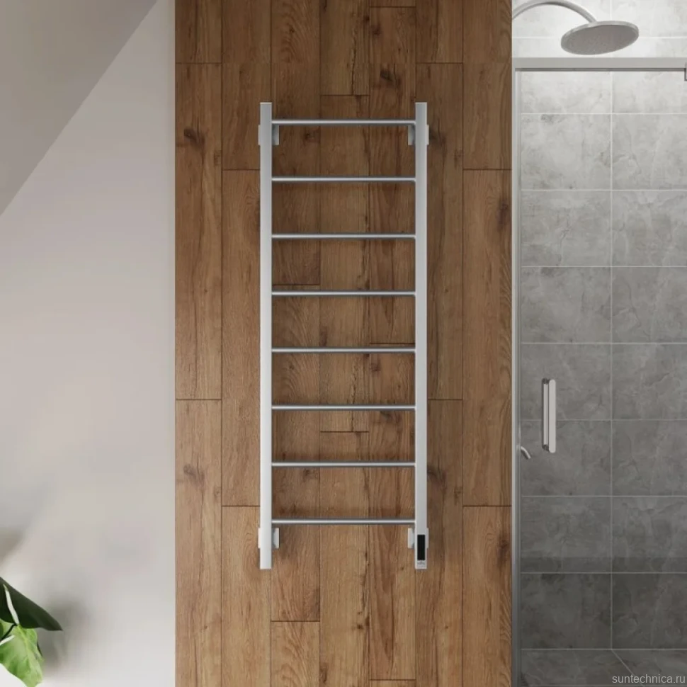 Полотенцесушитель электрический Grota Simple K 430х1200 NM EL 120x45 см, подключение справа, слева, скрытое подключение справа, матовый хром, лесенка