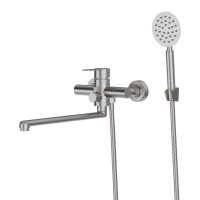 Смеситель с длинным изливом для ванны Agger Zest A0721133 никель матовый