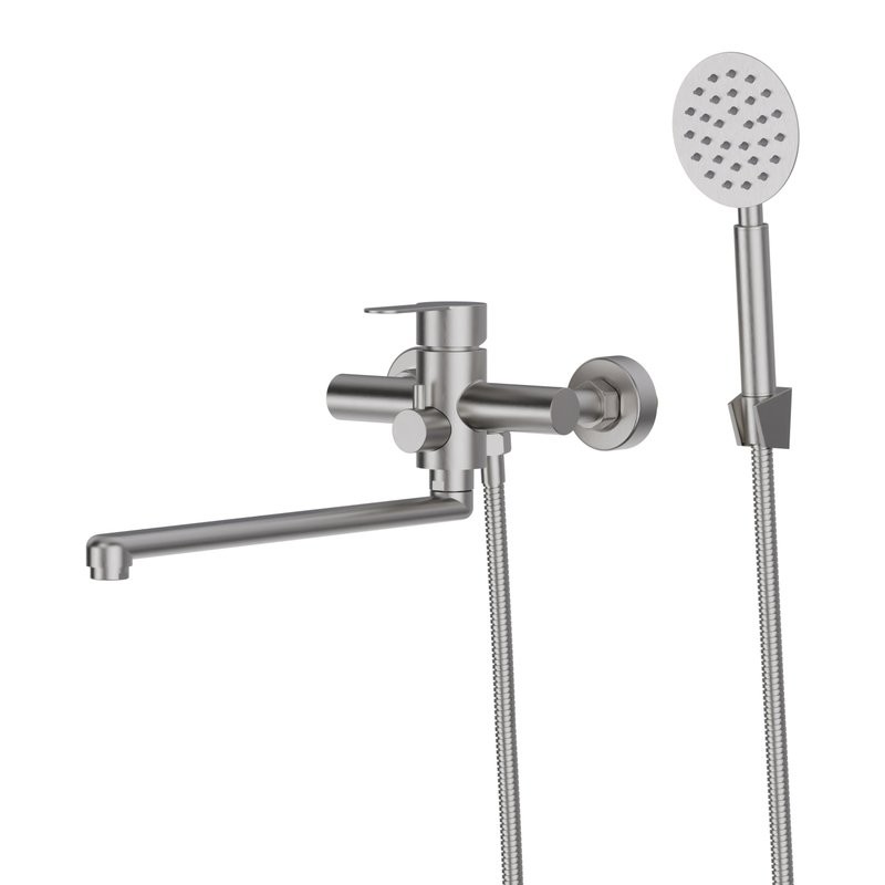 Смеситель с длинным изливом для ванны Agger Zest A0721133 никель матовый