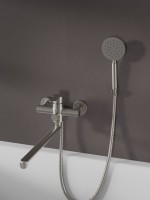 Смеситель с длинным изливом для ванны Agger Zest A0721133 никель матовый