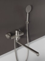 Смеситель с длинным изливом для ванны Agger Zest A0721133 никель матовый