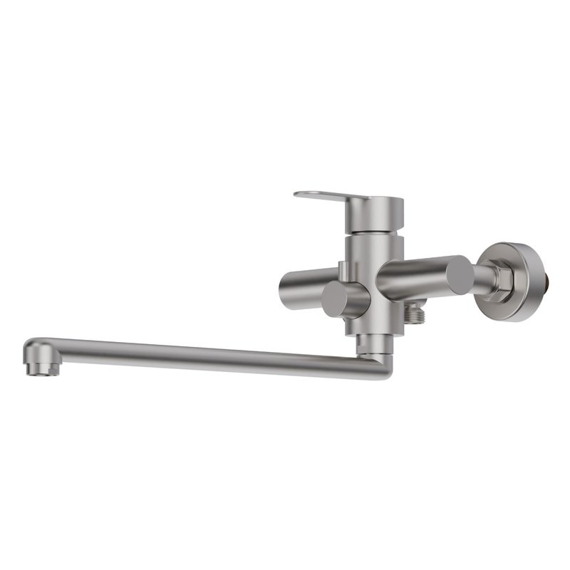 Смеситель с длинным изливом для ванны Agger Zest A0721133 никель матовый