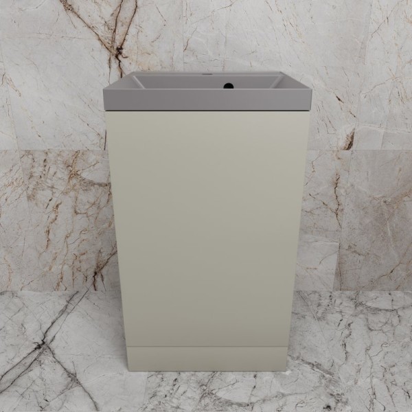 Тумба с раковиной Style Line Моно 50 напольная, санд серая галька, раковина Asti 50 серый шелк