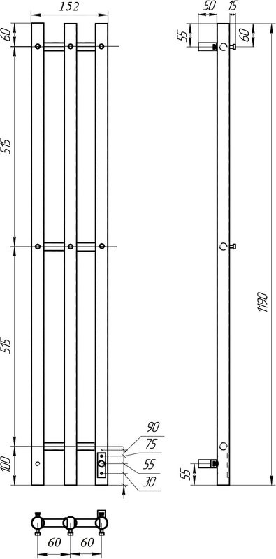 Полотенцесушитель электрический Point Деметра П3 PN12822B 12х120, черный
