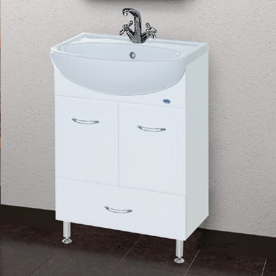 Тумба с раковиной Bellezza Уют 55 с нижним ящиком белая
