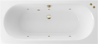Акриловая ванна Excellent Oceana Slim Soft 170x75 см, встраиваемая, с гидромассажем, белая, с каркасом, со сливом-переливом, фурнитура бронза