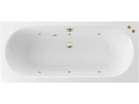 Акриловая ванна Excellent Oceana Slim Soft 170x75 см, встраиваемая, с гидромассажем, белая, с каркасом, со сливом-переливом, фурнитура бронза