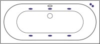 Акриловая ванна Excellent Oceana Slim Soft 170x75 см, встраиваемая, с гидромассажем, белая, с каркасом, со сливом-переливом, фурнитура бронза