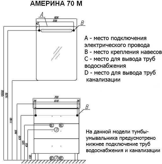 Мебель для ванной комнаты AQUATON Америна М 70 белая