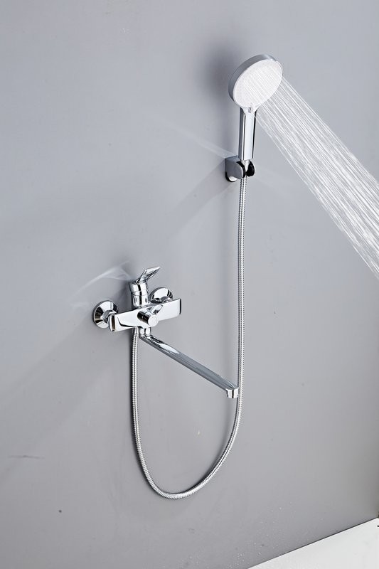 Смеситель с длинным изливом для ванны Haiba HB22553 хром