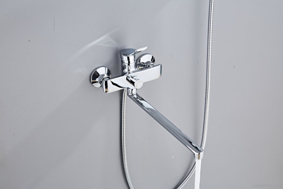 Смеситель с длинным изливом для ванны Haiba HB22553 хром