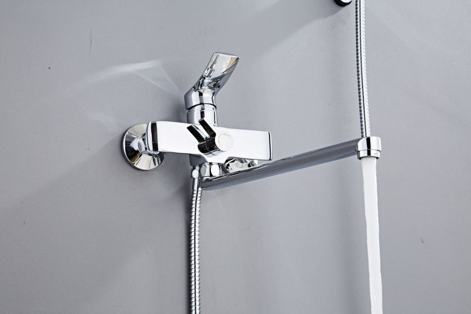 Смеситель с длинным изливом для ванны Haiba HB22553 хром