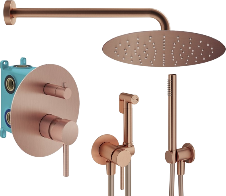 Комплект для ванной Plumberia Selection Ixo KITZXO18RS С ВНУТРЕННЕЙ ЧАСТЬЮ, медь брашированная