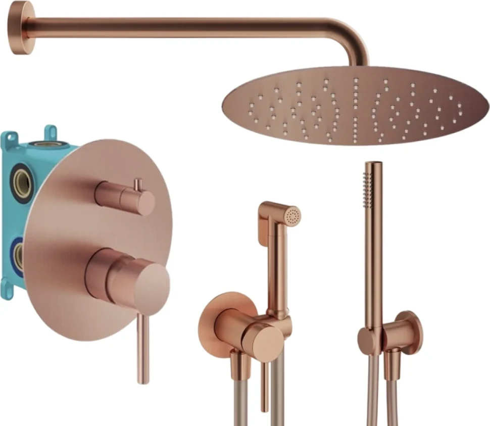 Комплект для ванной Plumberia Selection Ixo KITZXO18RS С ВНУТРЕННЕЙ ЧАСТЬЮ, медь брашированная