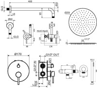 Комплект для ванной Plumberia Selection Ixo KITZXO18RS С ВНУТРЕННЕЙ ЧАСТЬЮ, медь брашированная