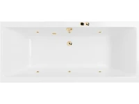 Акриловая ванна Excellent Pryzmat Slim Soft 170x75 см, встраиваемая, с гидромассажем, белая, с каркасом, со сливом-переливом, фурнитура золото