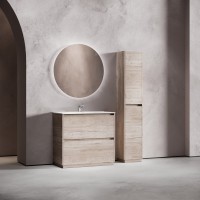 Мебель для ванной комнаты Sancos Libra Floor 90 дуб галифакс натуральный, белая раковина CN7002