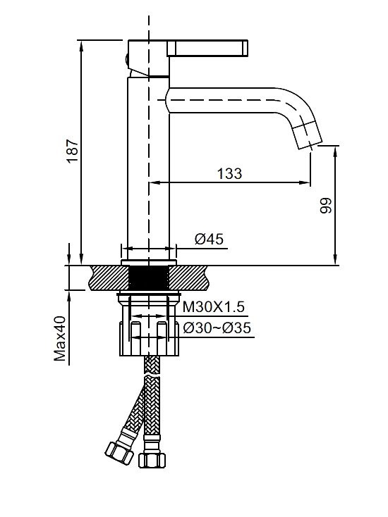 Смеситель для раковины Vincea Villa VBF-1VL1GM вороненая сталь
