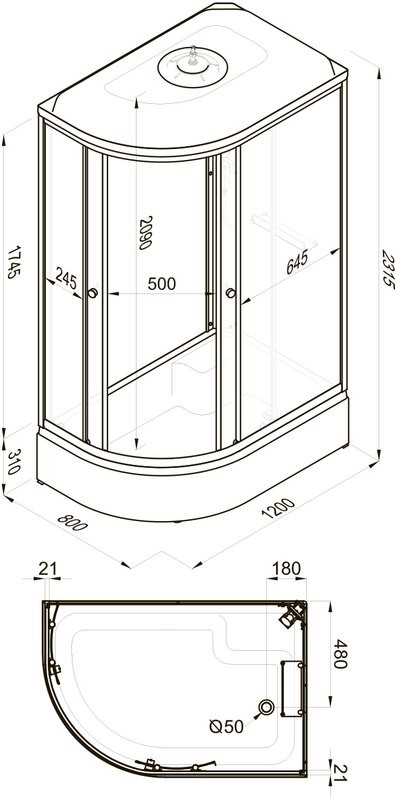 Душевая кабина Triton Коралл Лайт В правая 120х80 см, белая