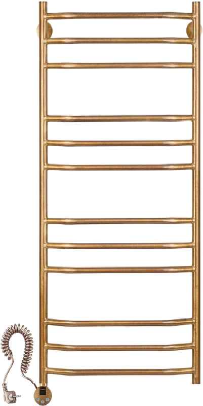 Полотенцесушитель электрический Secado Агата 2 125x55 см, подключение слева, бронза, лесенка, латунь