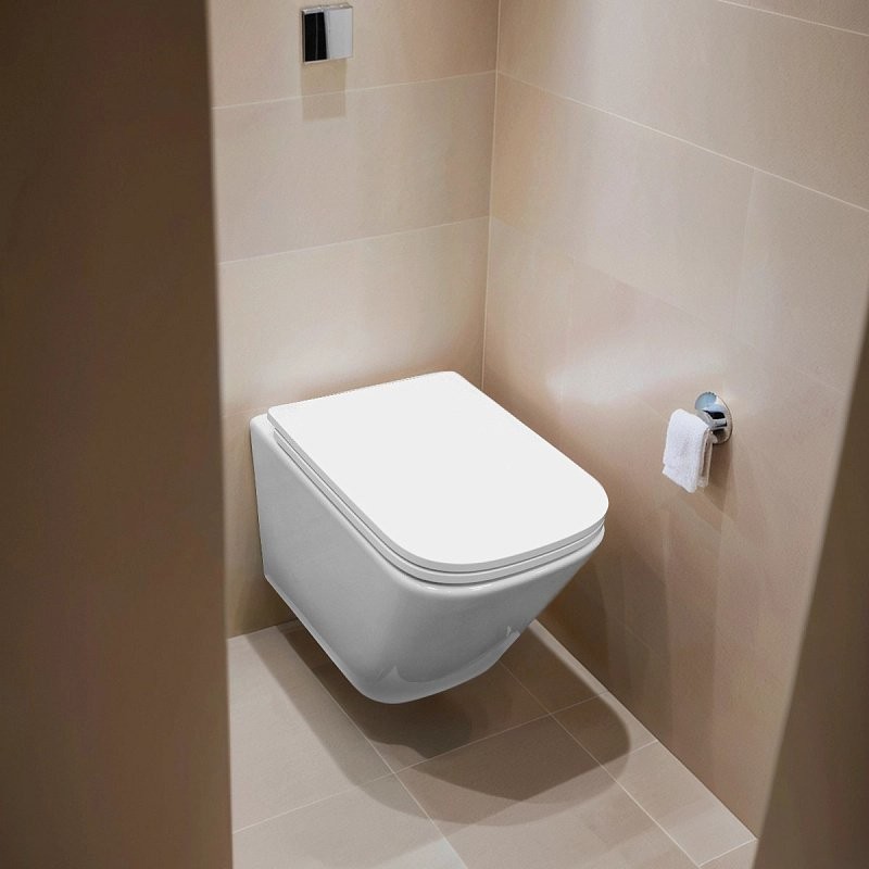 Унитаз подвесной AZARIO Armonia AZ-2403 безободковый, с микролифтом, глянцевый белый