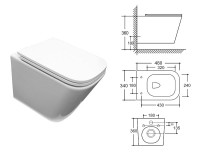Унитаз подвесной AZARIO Armonia AZ-2403 безободковый, с микролифтом, глянцевый белый