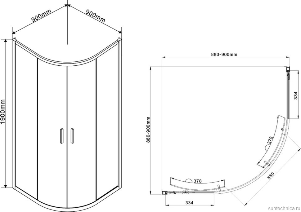 Душевой уголок Vincea Garda VSQ-1G900CL 90x90, профиль хром, стекло прозрачное