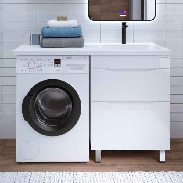 Тумба с раковиной Grossman Вилар 120 R белая, под стиральную машину