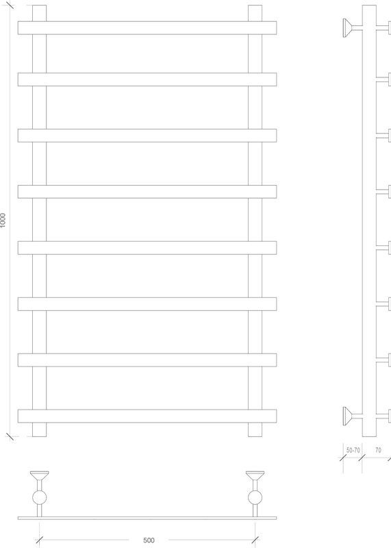 Полотенцесушитель водяной Secado Понтида 1 100x60 см, хром, лесенка