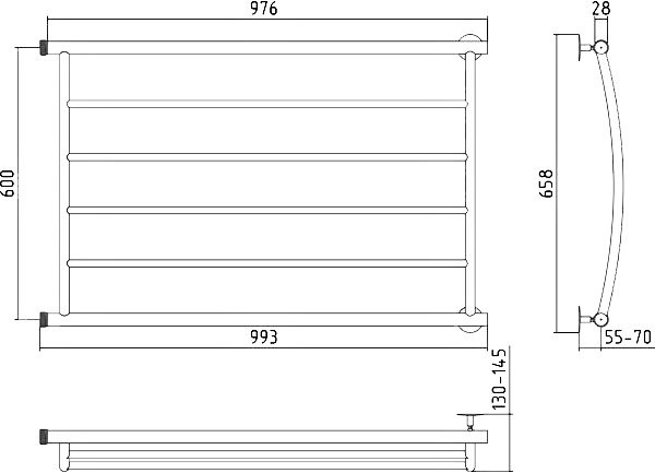 Полотенцесушитель водяной Стилье Минор 00602-6010 65x100 см, глянцевый хром, лесенка