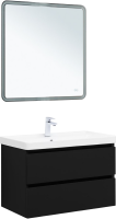 Мебель для ванной комнаты Aquanet Вега 2.0 80 подвесная, черная матовая