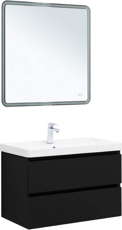 Мебель для ванной комнаты Aquanet Вега 2.0 80 подвесная, черная матовая