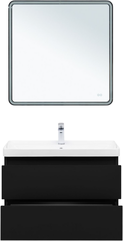 Мебель для ванной комнаты Aquanet Вега 2.0 80 подвесная, черная матовая