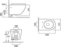 Комплект Унитаз подвесной Esbano Garcia ESUPGARCB черный глянец + Инсталляция Fram + Кнопка ESINPRK12SC