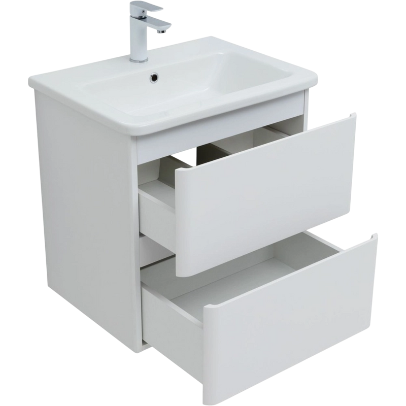 Тумба с раковиной Aquanet Эмбер 60 белая матовая